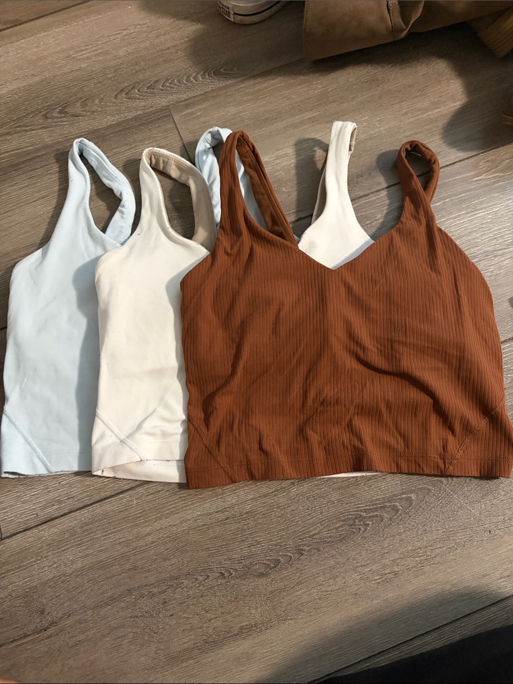 lululemon athletica Align Tank Tops in Brown (ribbed), White, Light Blue